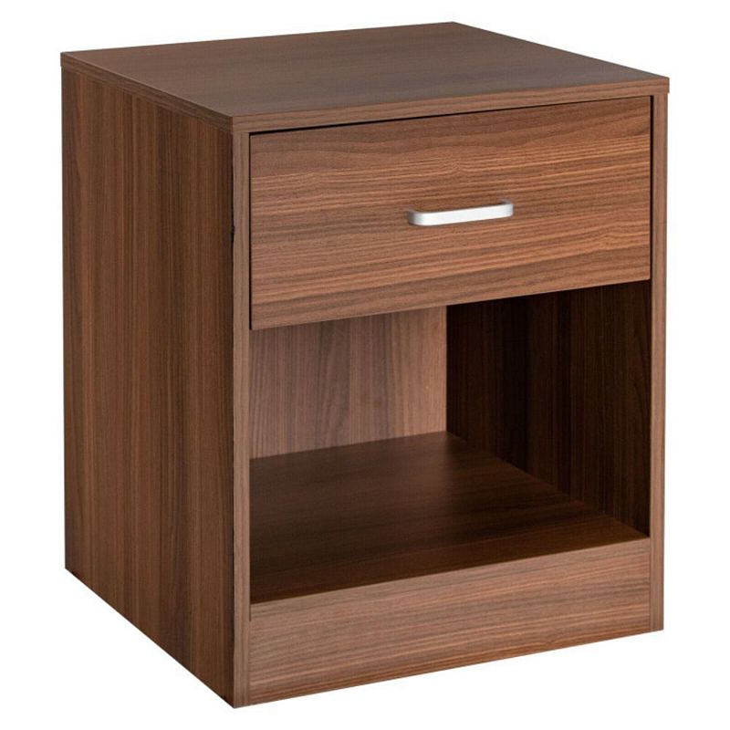 Hivago Modern Nightstand with Storage Drawer and Cabinet