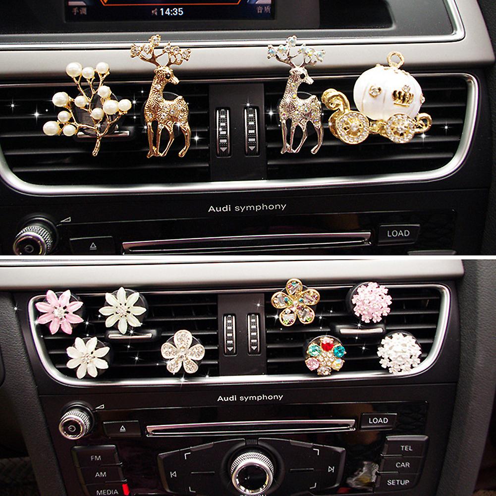 Born Pretty New Diamond Flower Deer Crown Cross Car Styling Air Freshener Perfume For Car Air Condition Vent Smell Toys Car Accrssories