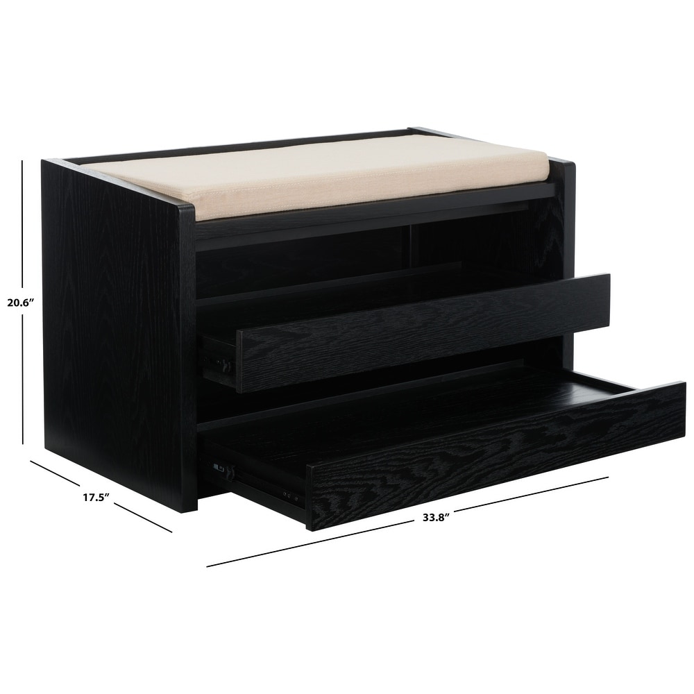 SAFAVIEH Percy Shoe Storage Bench  Rustic Oak / Beige   34\