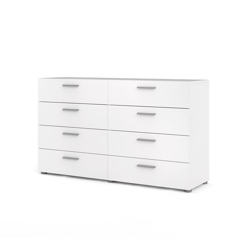 Atlin Designs Modern 8 Drawer Double Dresser with Bar Handles in White