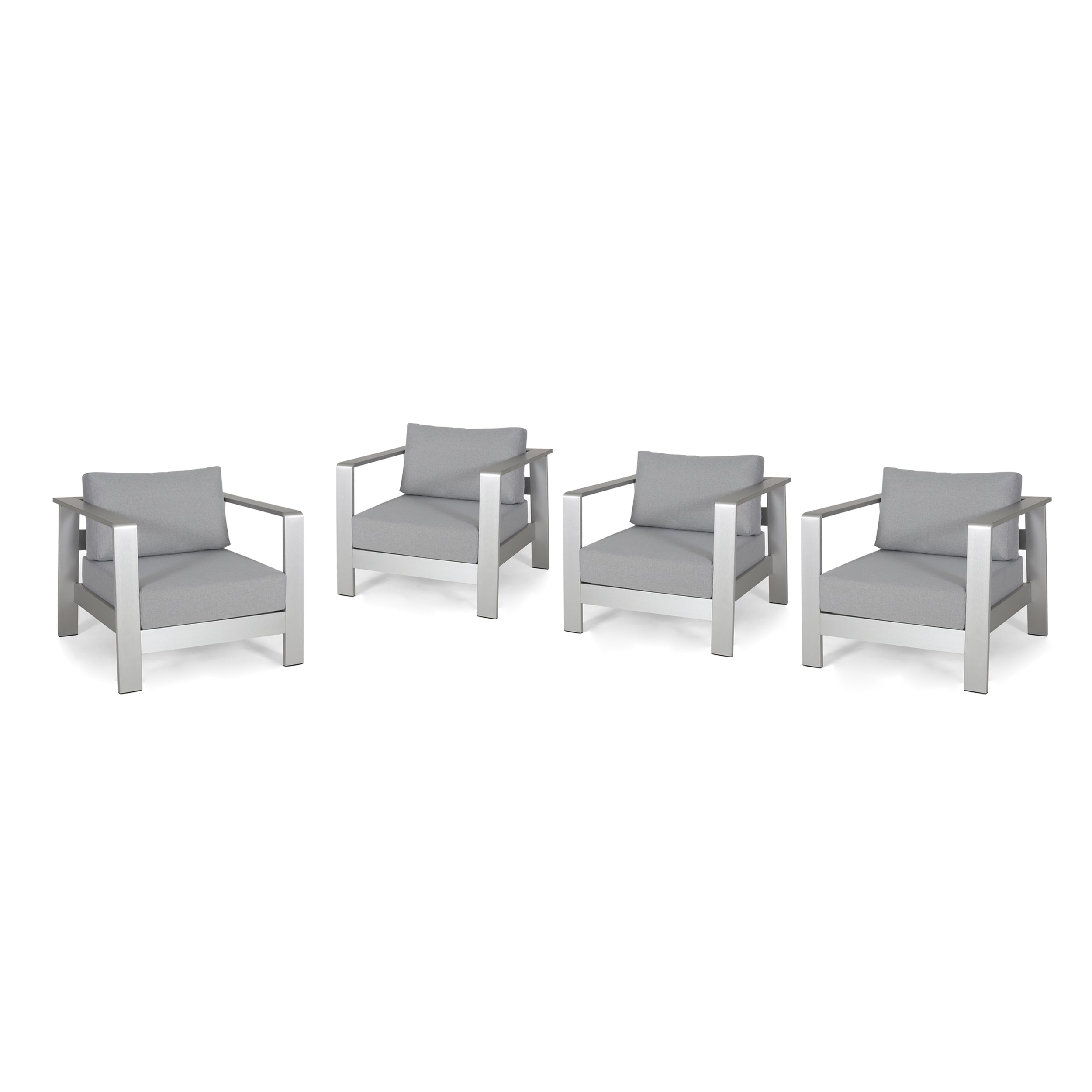 Laraine Outdoor Aluminum Club Chairs with Cushions (Set of 4)