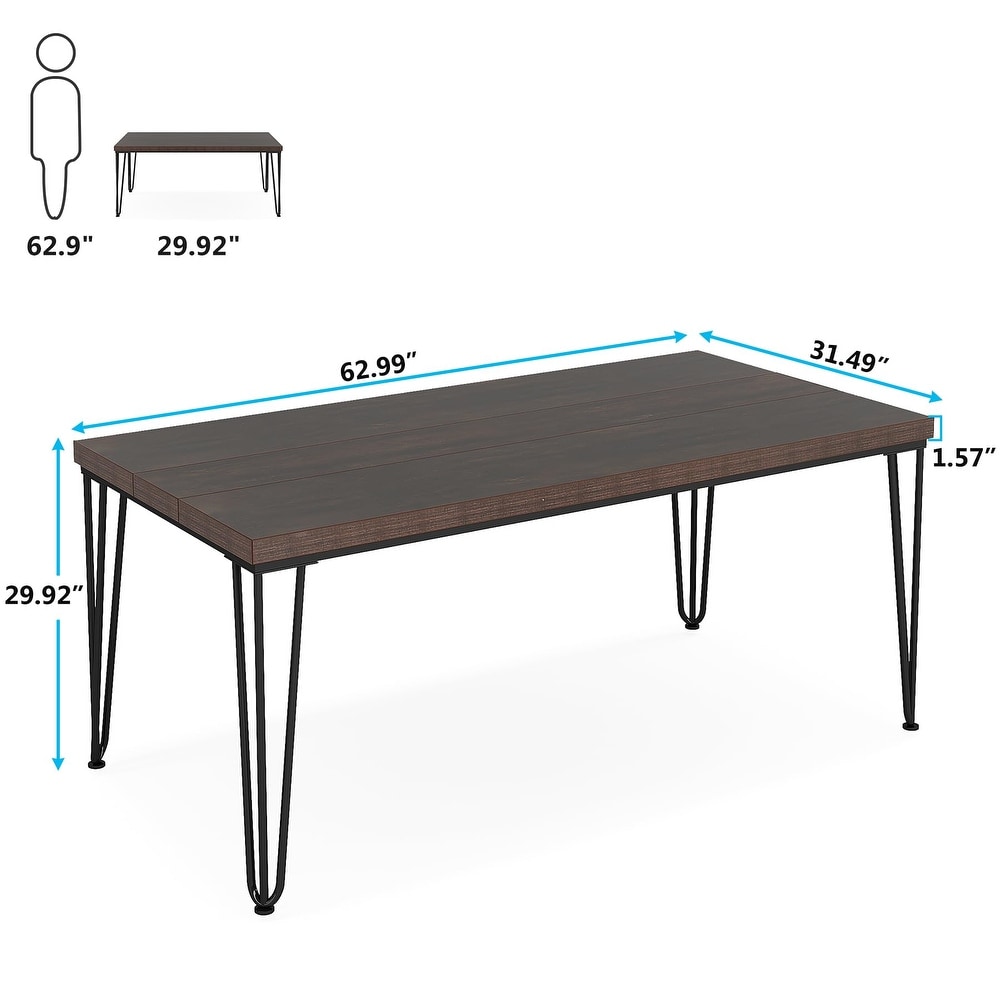 62.9 Inch Rustic Dining Table for Kitchen Dining Room