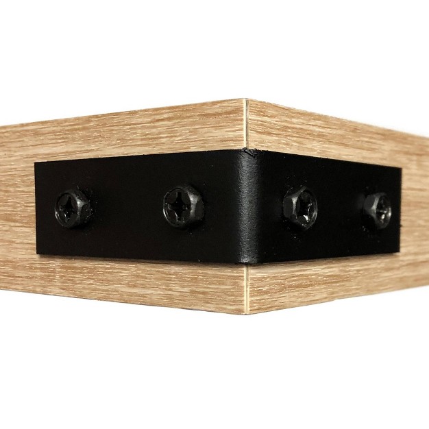 X 9 2 quot Floating Shelf Wall Mounted With Metal Corners White Oak Inplace