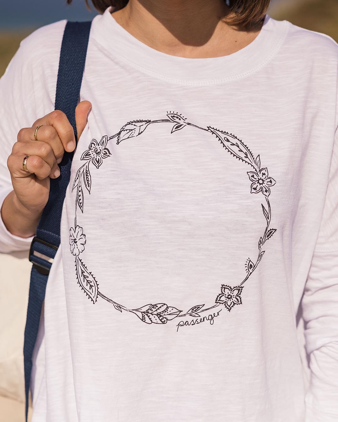 Daisy Chain Recycled Cotton LS T-Shirt - White