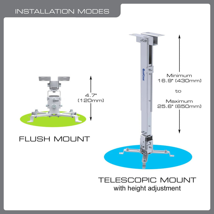 QualGear QGPM002WHT Universal Projector Ceiling Mount White