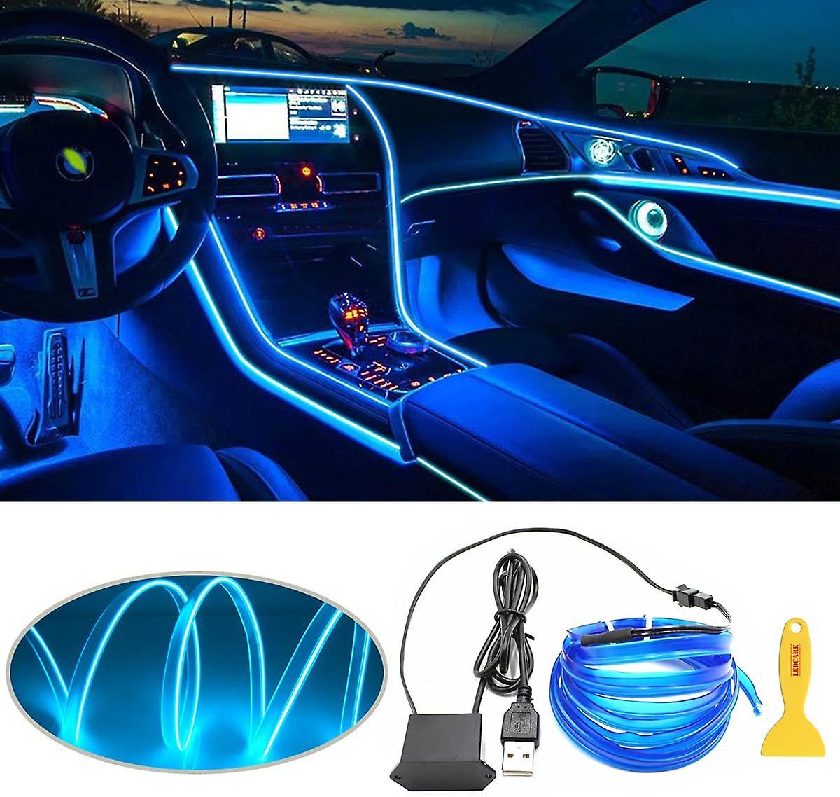 Cold Light Car Ambient Light Led Interior Mood Light Luminous Line Door Slit Light-pink-2m [with Usb] (one Set)