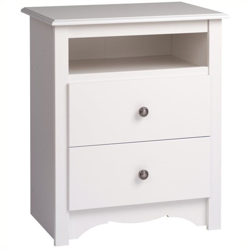 Kingfisher Lane Tall 2 Drawer Wood Nightstand in White