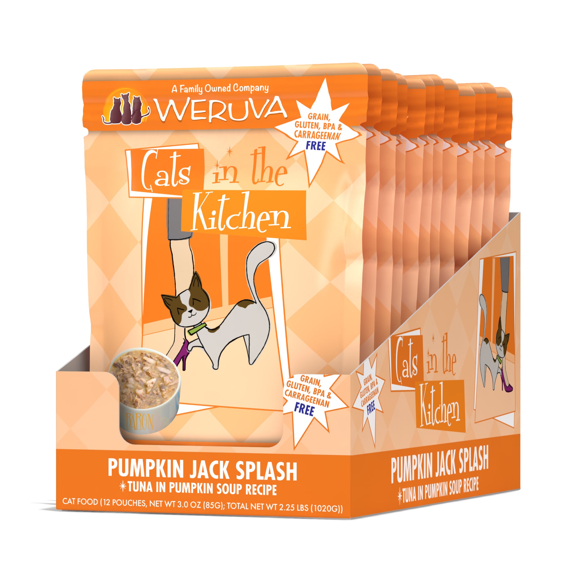 Cats in the Kitchen Originals Pumpkin Jack Splash Tuna in Pumpkin Soup Recipe Wet Cat Food， 3 oz.， Case of 12