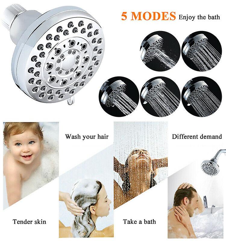 Shower Head 300% High Turbo Pressure 40% Water Saving Laser 5 Spray Settings New