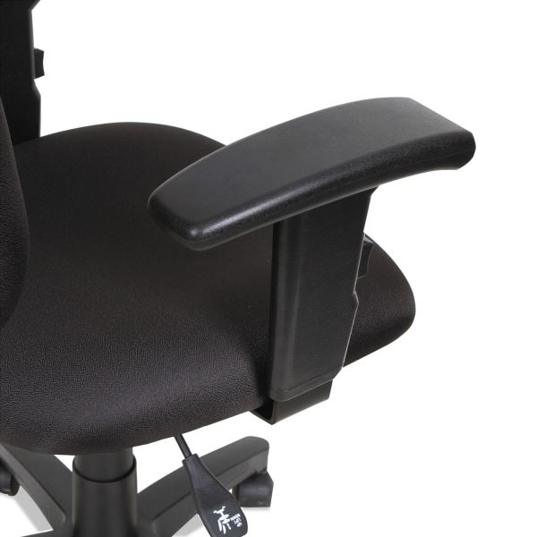 Alera Essentia Series Swivel Task Chair with Adjustable Arms， Supports up to 250 lbs.， Black Seat/Black Back， Black Base