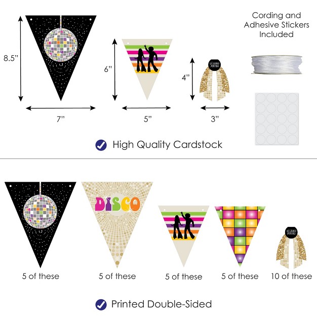 Big Dot Of Happiness 70 x27 s Disco Diy 1970s Disco Fever Party Pennant Garland Decoration Triangle Banner 30 Pieces