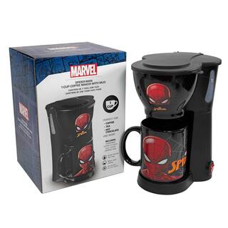 Uncanny Brands Single-Serve Black Marvel Spiderman Coffee Maker with Mug CM-MVC-SM1