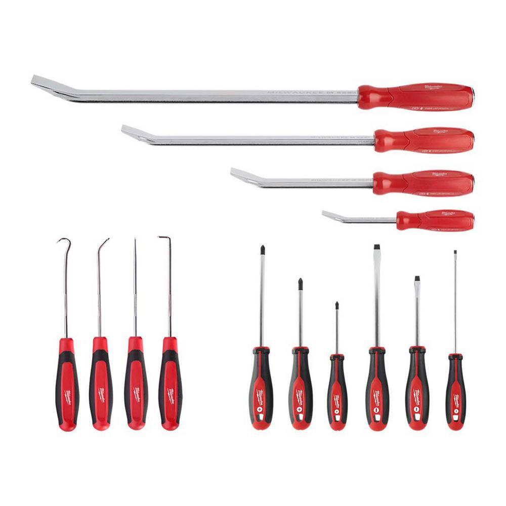 MW Pry Bar and Hook and Pick Mechanic Tool Set (14-Piece ) 48-22-9214-48-22-9215-48-22-2706