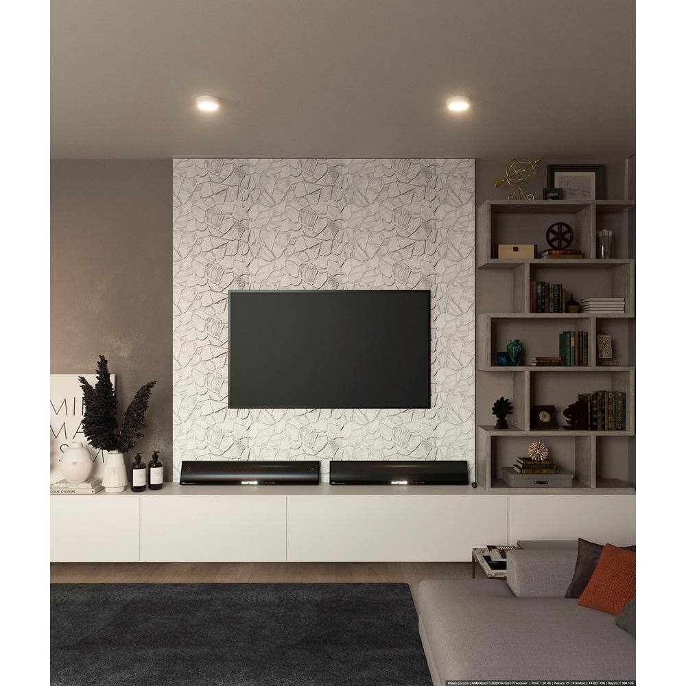 Dundee Deco 3D Falkirk Retro V 39 in. x 19 in. White Grey Faux Stone PVC Decorative Wall Paneling (10-Pack) GRHDTP10027352-10