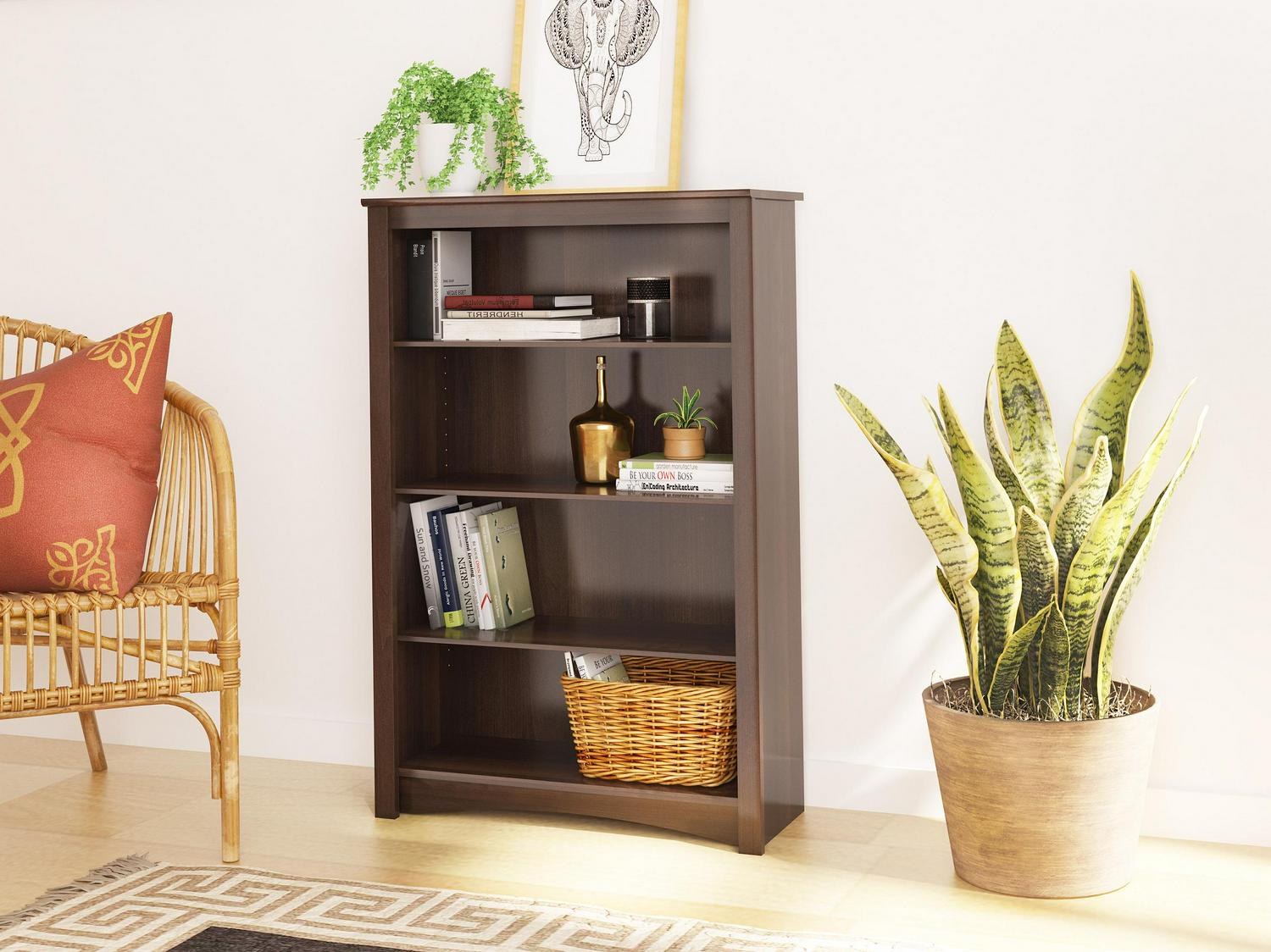 Prepac Home Office Espresso Laminate 4-Shelf Bookcase