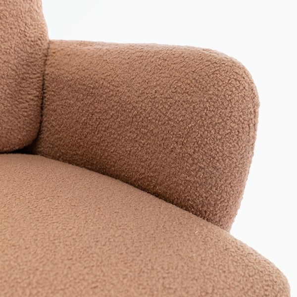 Teddy Short Plush Particle Armchair， with Golden Metal Legs