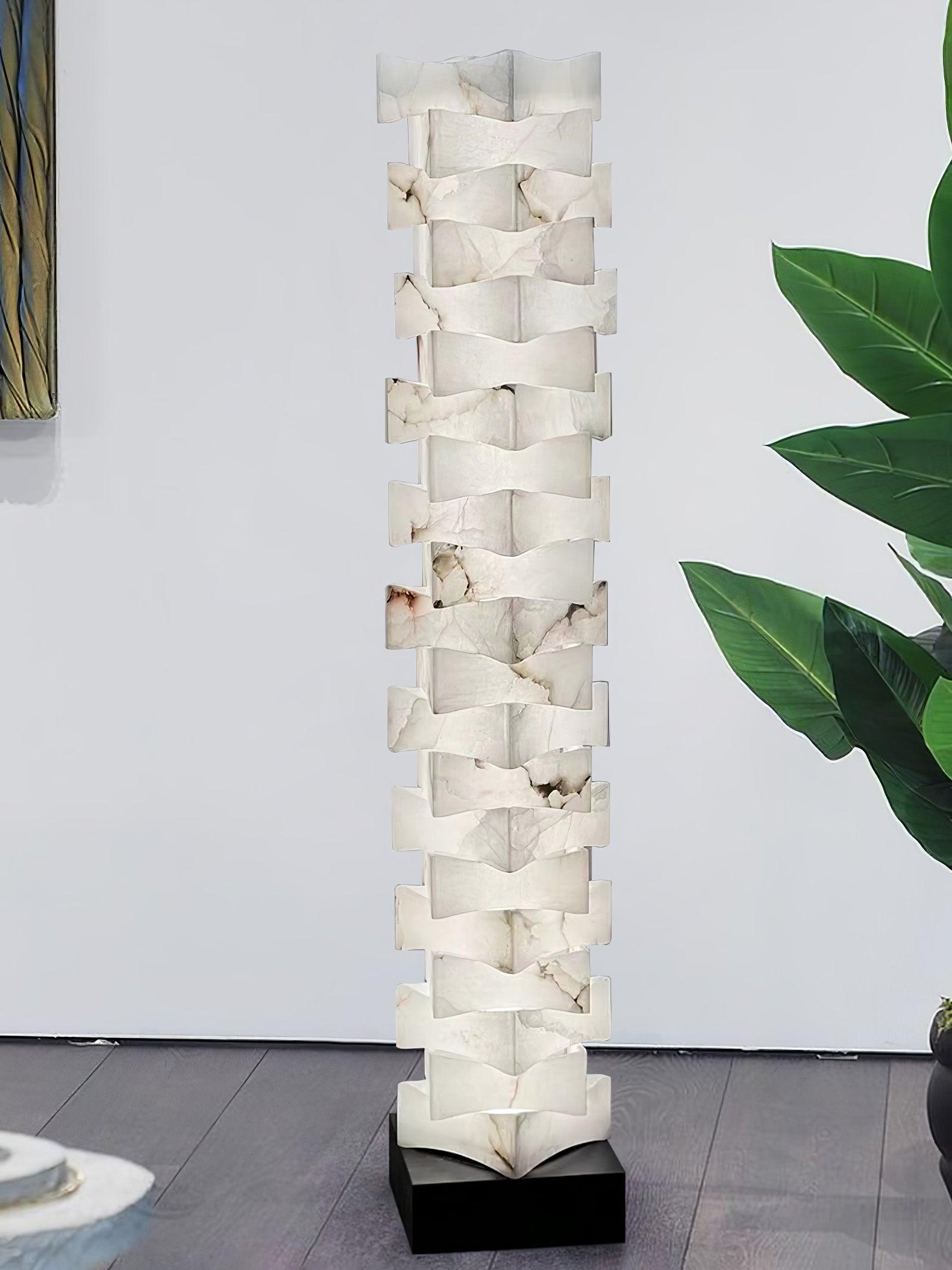 Stacked Alabaster Squares Floor Lamp