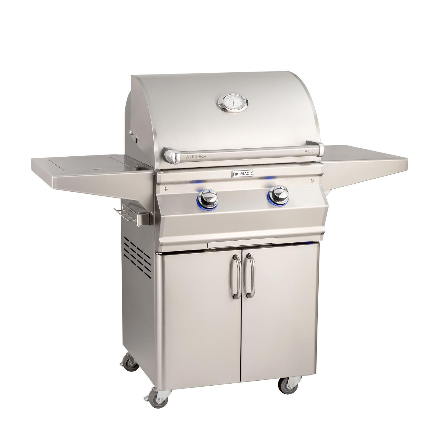 Fire Magic Aurora A430S 24-Inch Propane Gas Grill With Side Burner And Analog Thermometer