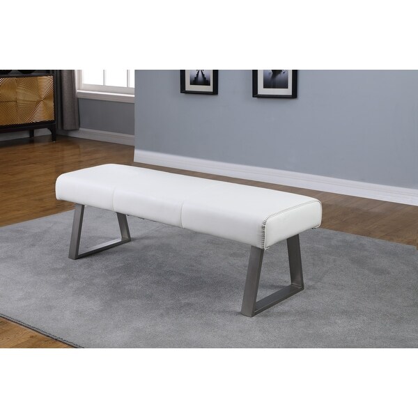 Somette Amelia White Air PU Rectangular Bench