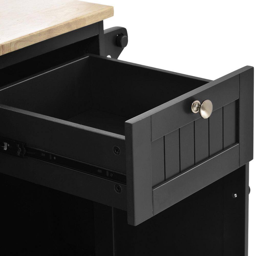 Nestfair Black Modern Kitchen Island with Storage Cabinet and Two Locking Wheels CKK6670B