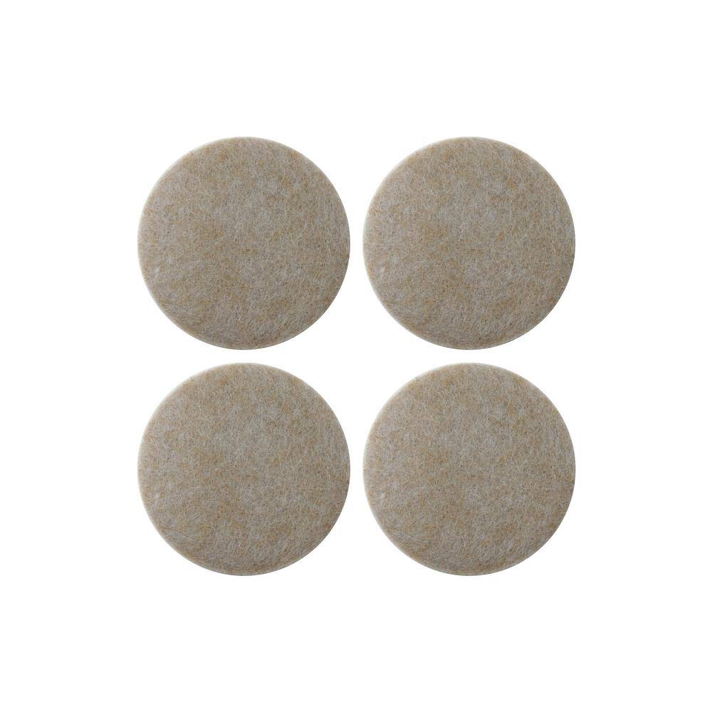 Everbilt 2 in. Beige Round Felt Heavy Duty Self-Adhesive Furniture Pads (4-Pack) 49927