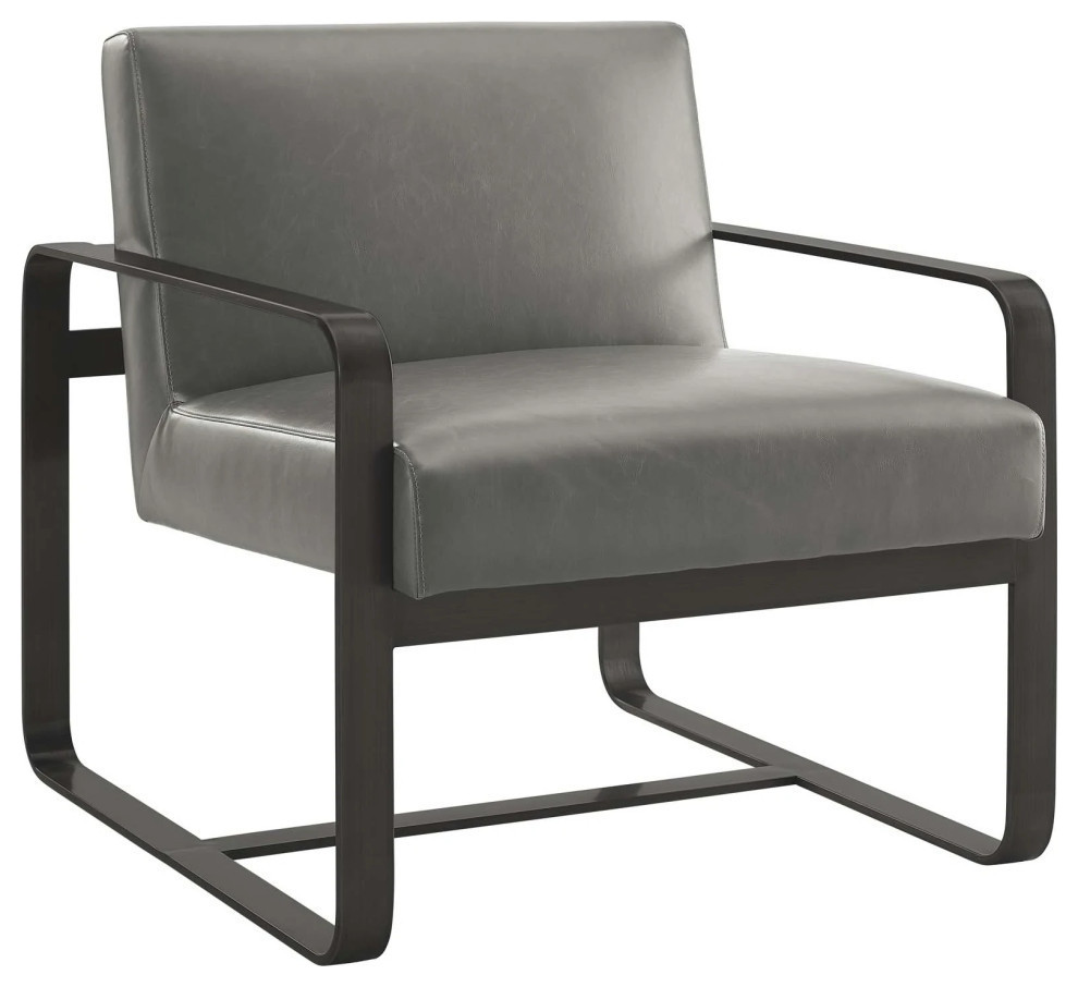 Ophelia Gray Faux Leather Armchair   Modern   Armchairs And Accent Chairs   by Rustic Home Furniture Deco  Houzz