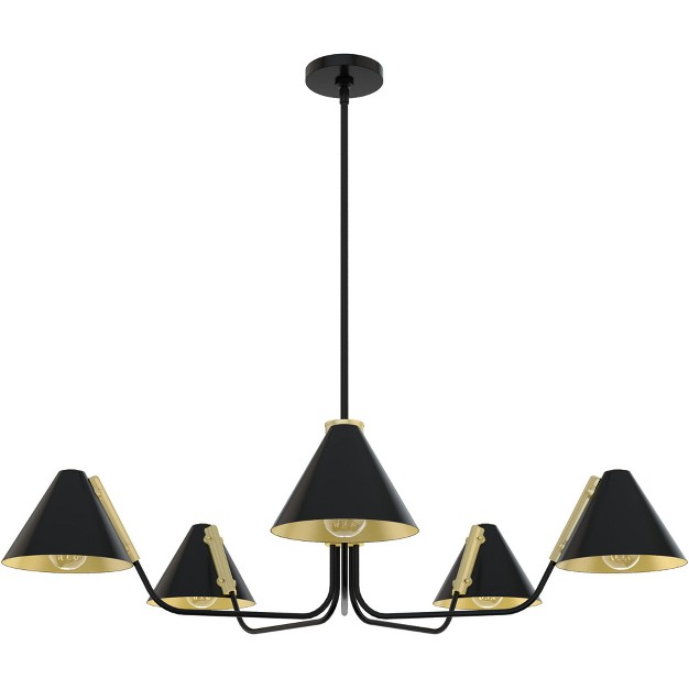 5 light Grove Isle Chandelier Matte Black Hunter Fan