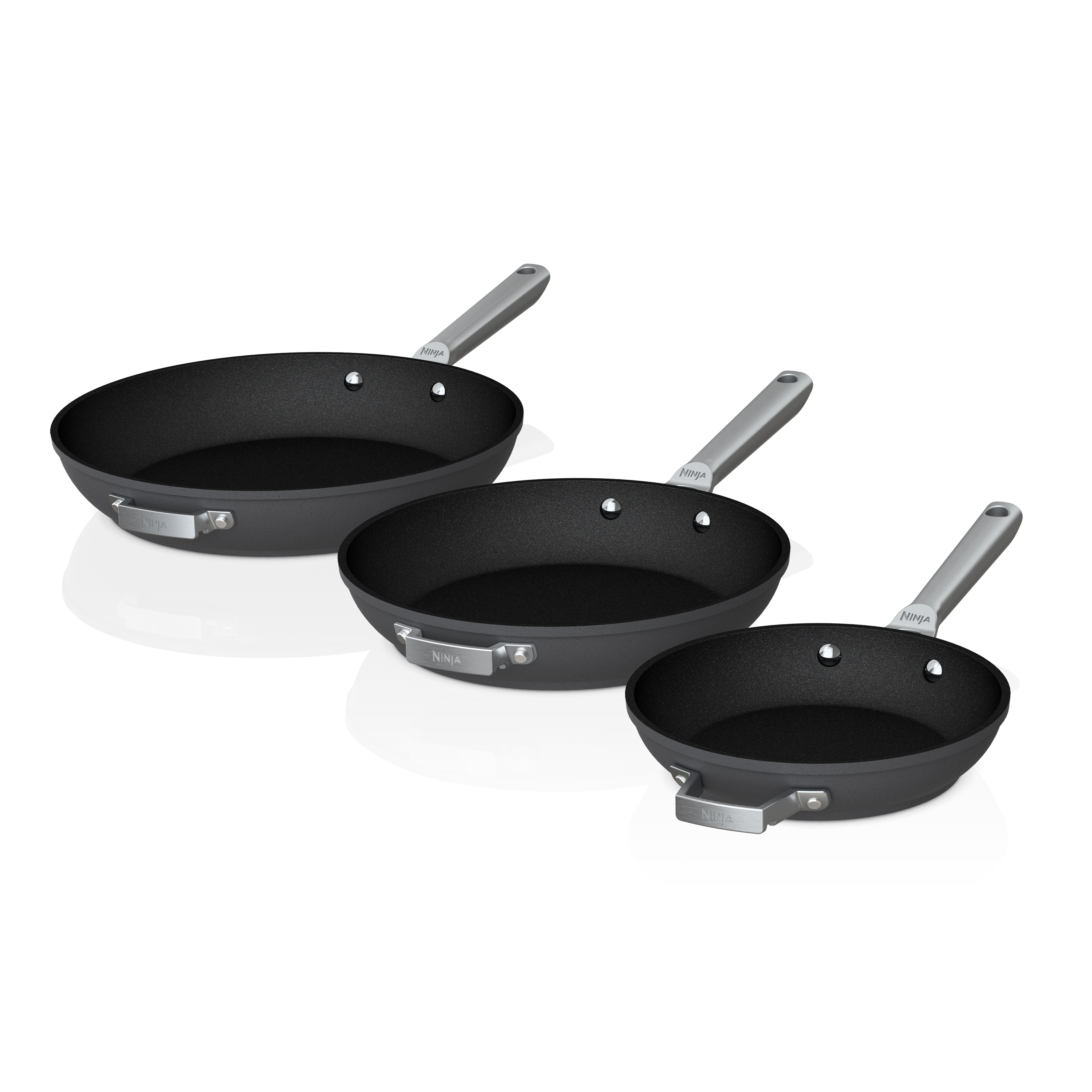 Ninja Foodi NeverStick Premium Anti-Scratch Nest System， 3-Piece Cookware Set C53000