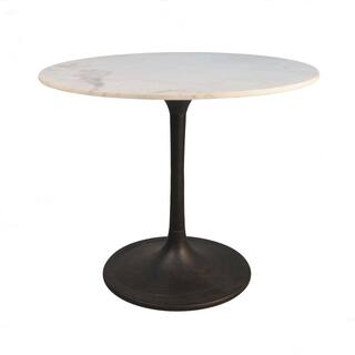 36 in. Enzo Black Round Marble Top Dining Table MT3636-BLK