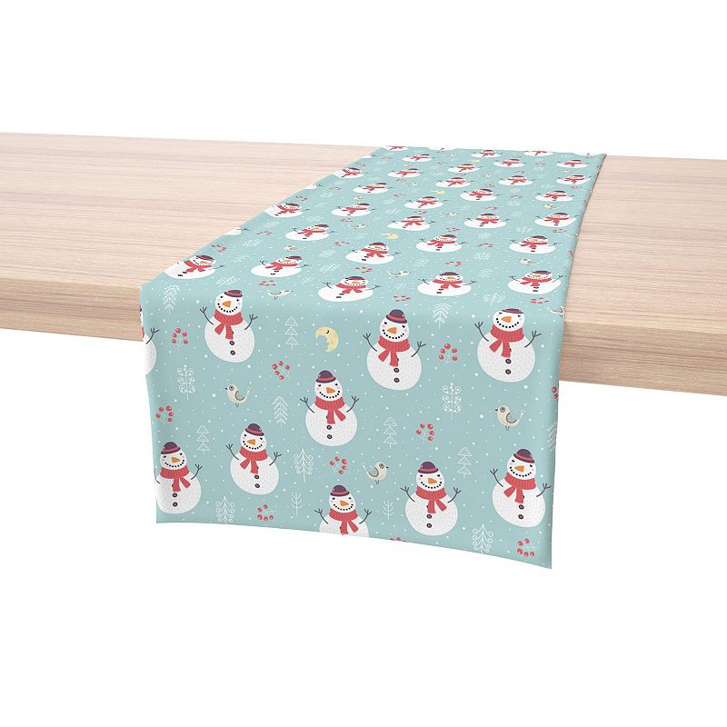 Table Runner， 100% Cotton， 16x90， Holly Jolly Snowmen