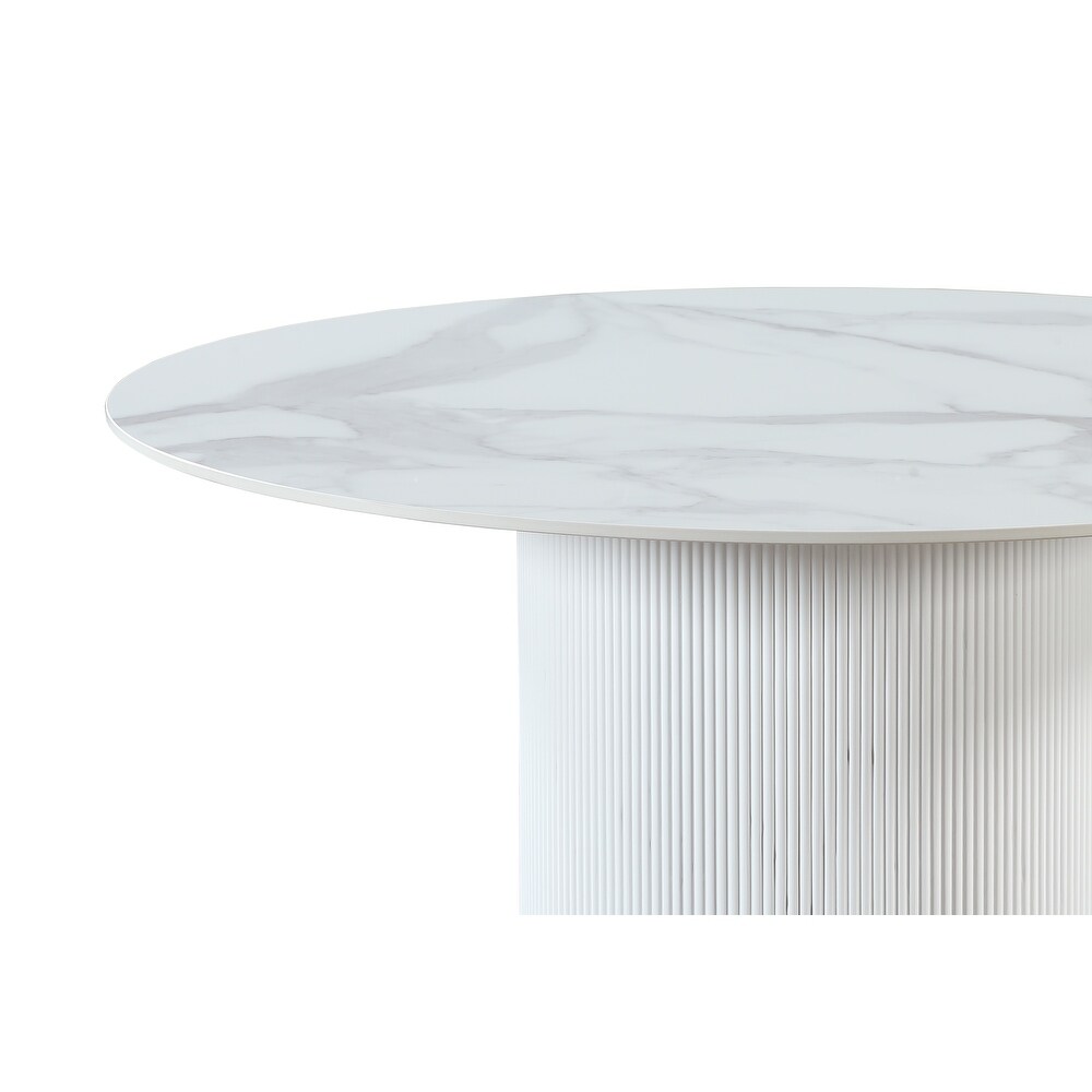 Somette Krystal Dining Table with Glossy Marbleized Sintered Stone Top   55\