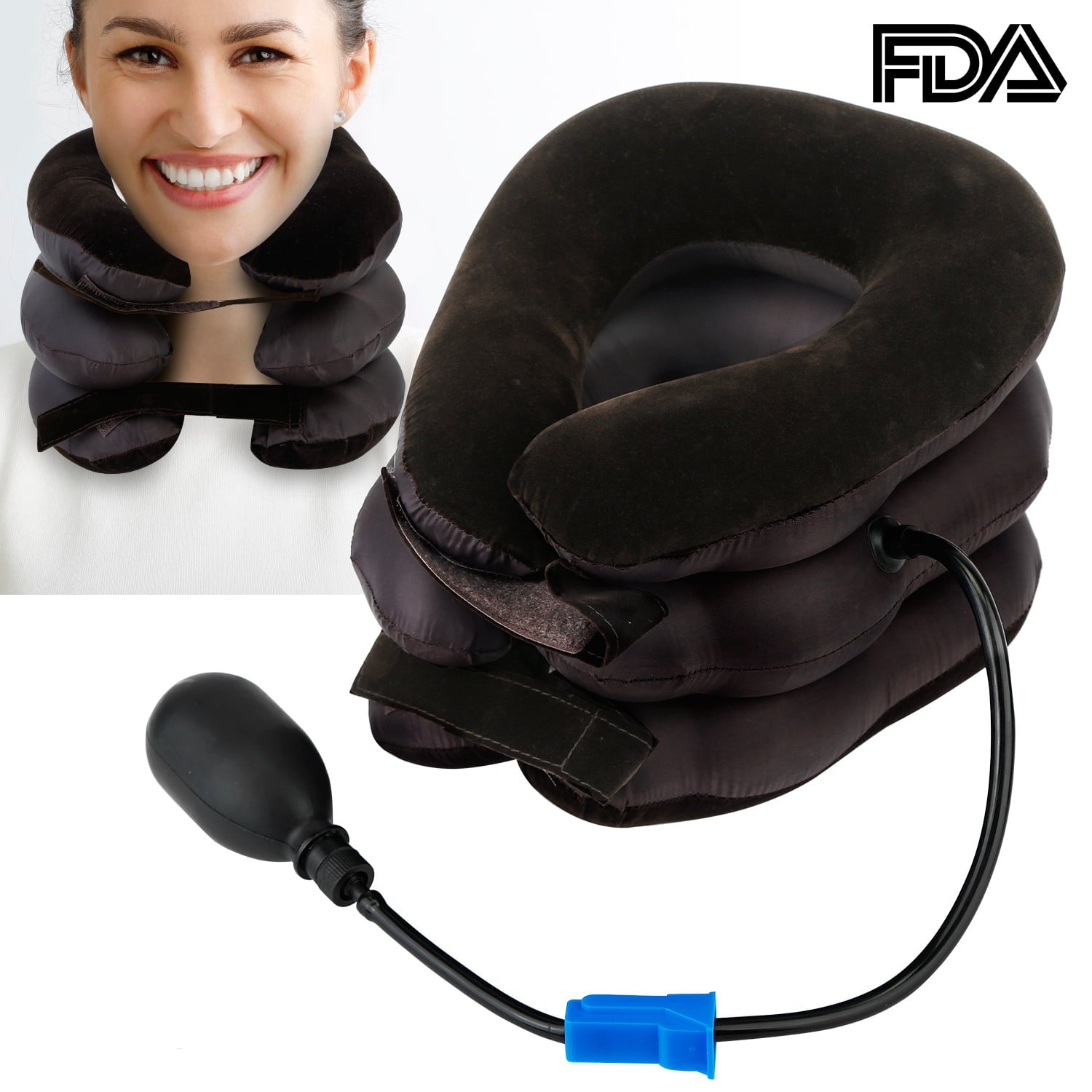 Cervical Neck Traction Device for Instant Neck Pain Relief, iMounTEK Inflatable & Adjustable Neck Stretcher Neck Support Brace, Best Neck Traction Pillow for Home Use Neck Decompression