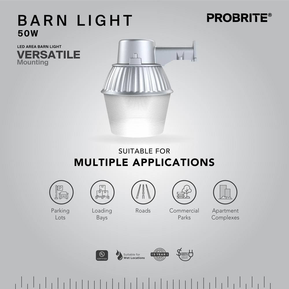 PROBRITE 50W High-Performance Standard LED Bulb Gray Outdoor Dusk to Dawn Area and Flood Light LED50-PC-GR