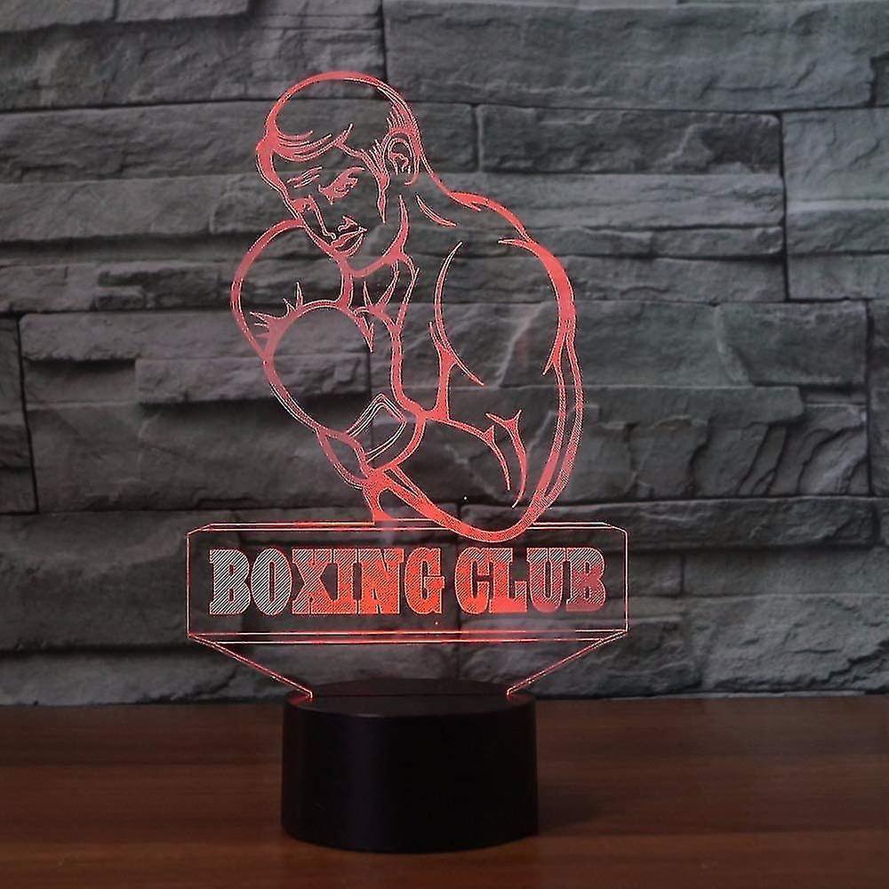 3d Visual Boxing Man Led Night Light Touch Table Desk Optical Illusion Lamps 7 Color Changing Lights