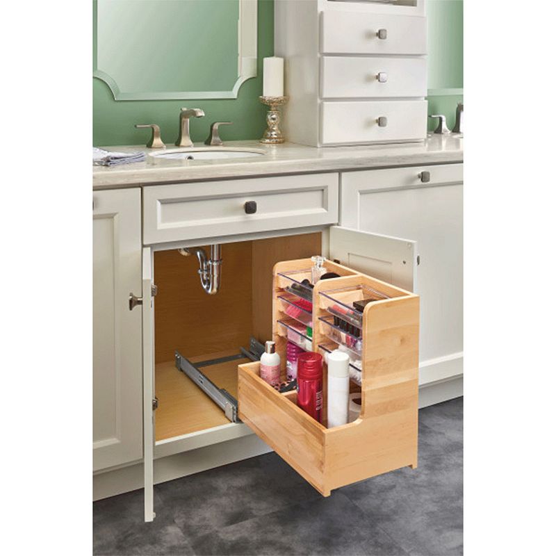 Rev-A-Shelf 24 Inch Wood Vanity Base Cabinet Storage Organizer， 441-12VSBSC-1