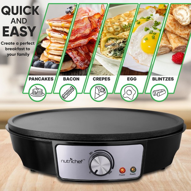 Nutrichef Electric Crepe Maker Griddle