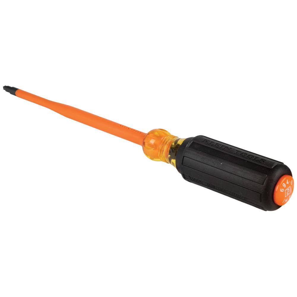 Klein Tools 6 in. Round Shank #2 Square Slim-Tip Insulated Screwdriver 6946INS