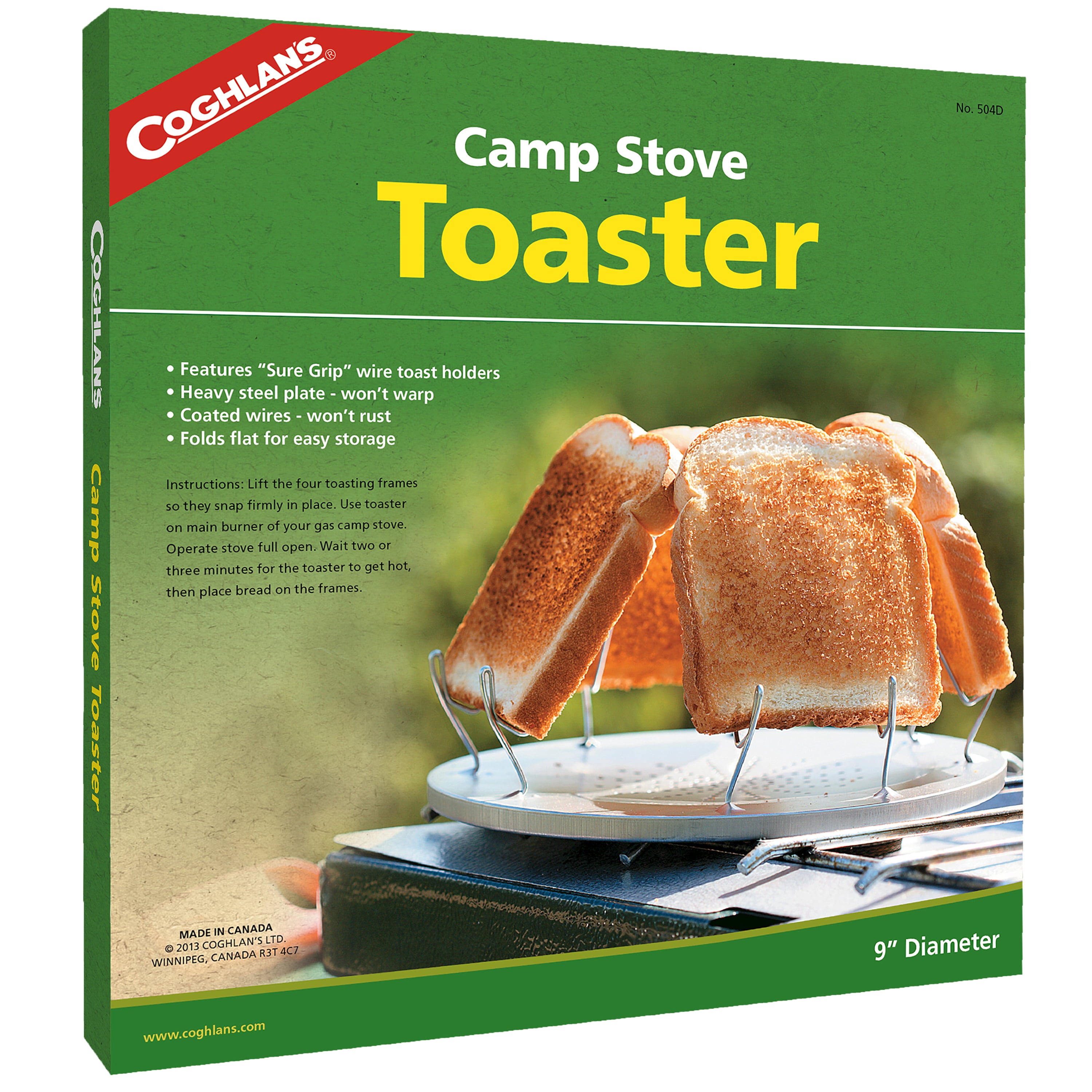 Coghlan’s Camp Stove Toaster, 9” Diameter, Steel, Fits Single and 2-Burner Gas Stoves