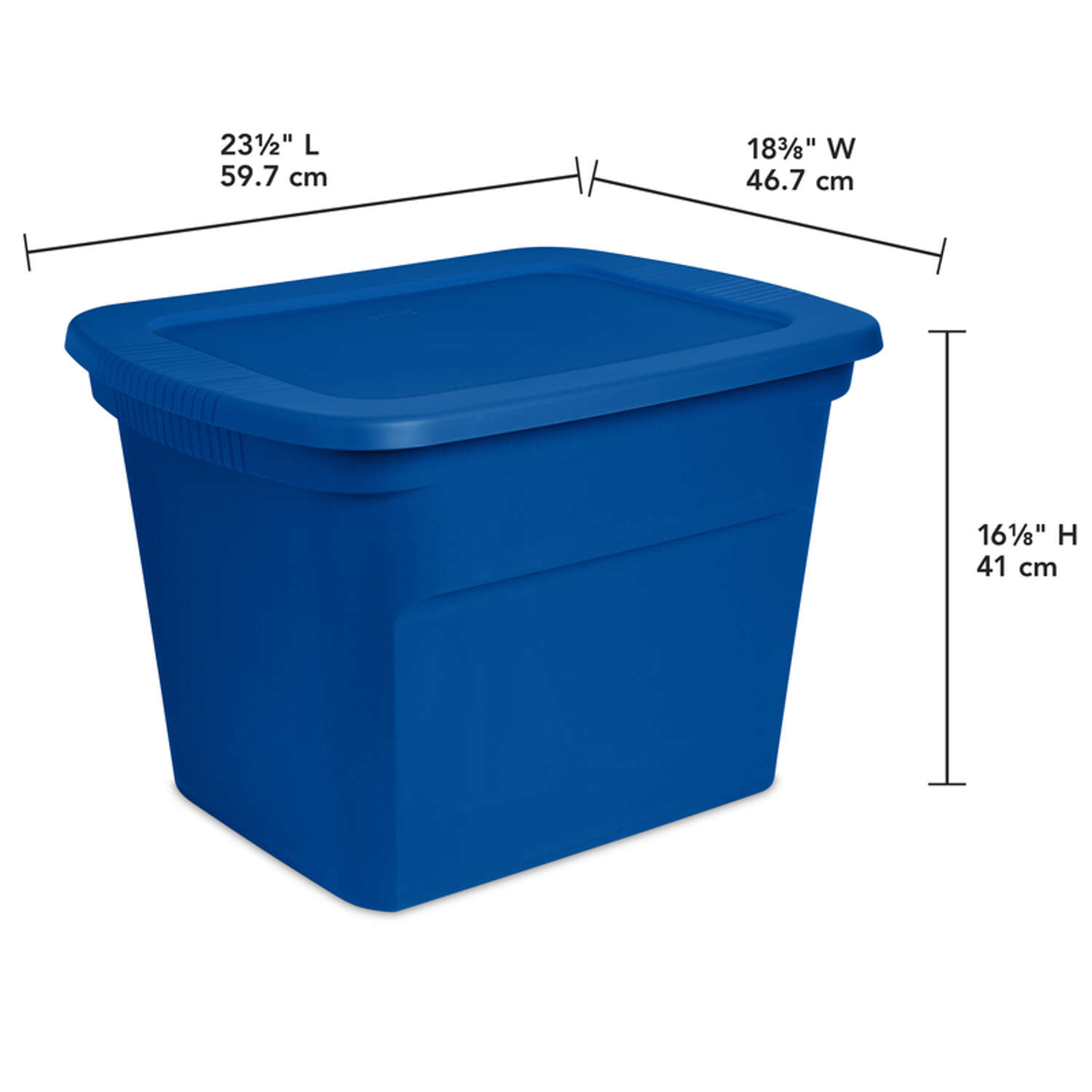 Sterilite 18 gal Blue Storage Tote 16.125 in. H X 18.375 in. W X 23.5 in. D Stackable