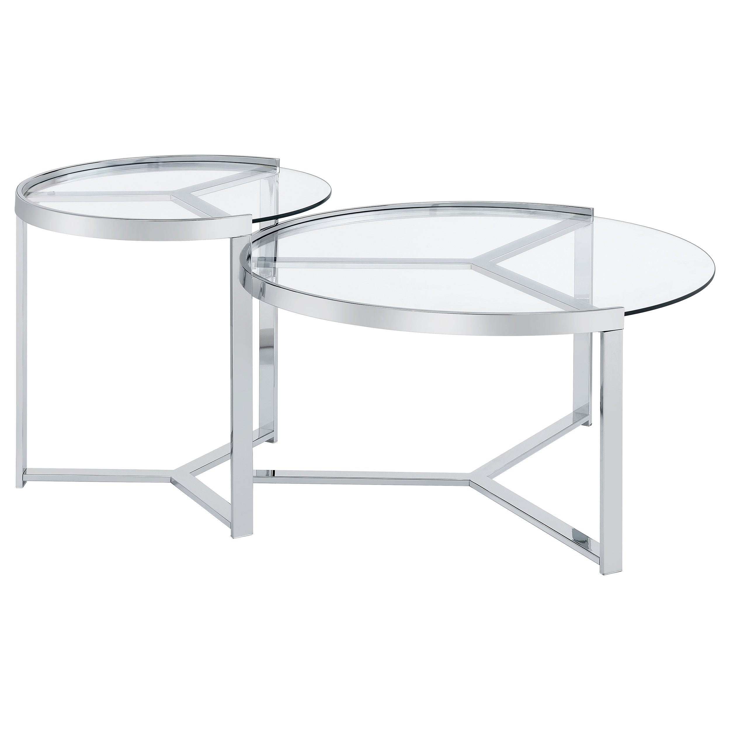 Delia 2-Piece Round Glass Top Nesting Coffee Table Clear And Chrome-708400