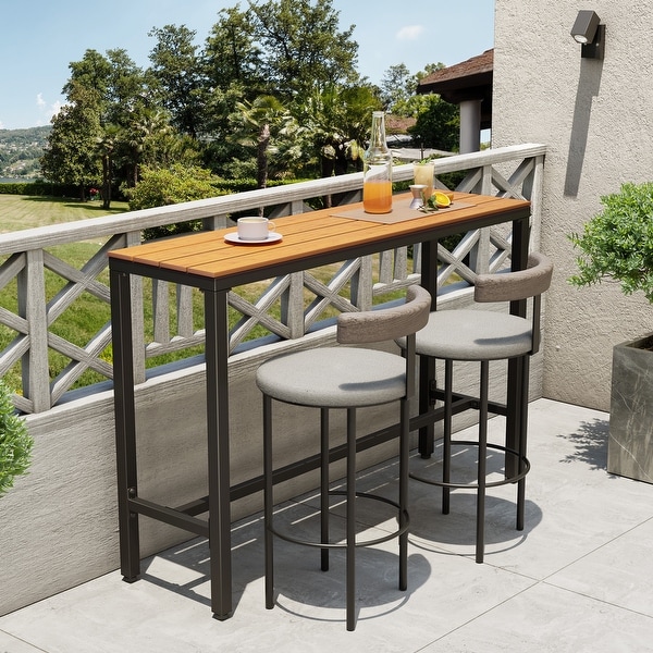 Pellebant Patio Outdoor Bar Table Rectangle Pub Table Dining Table