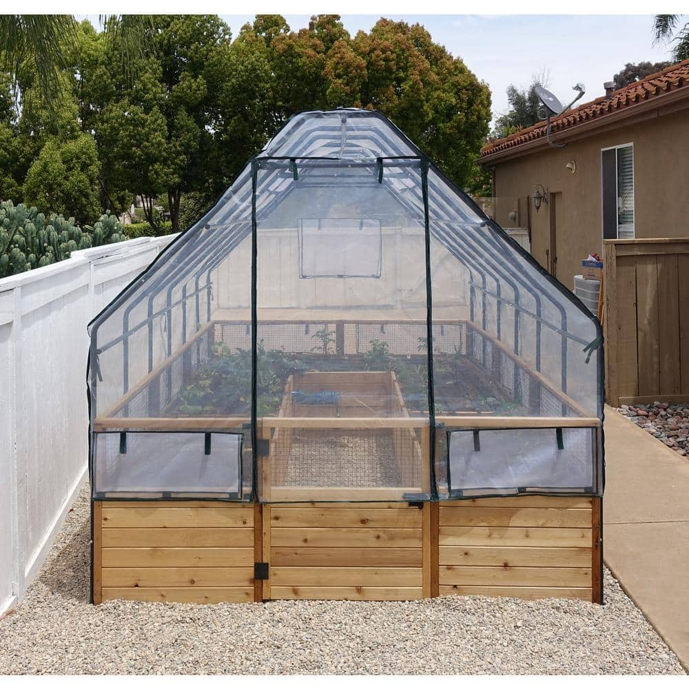 Outdoor Living Today 8 ft. x 12 ft. Cedar Garden in A Box with Greenhouse Cover RB812GHO