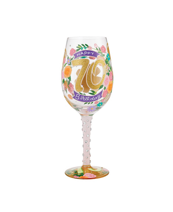 Enesco Lolita Happy 70th Birthday Wine Glass 15 oz