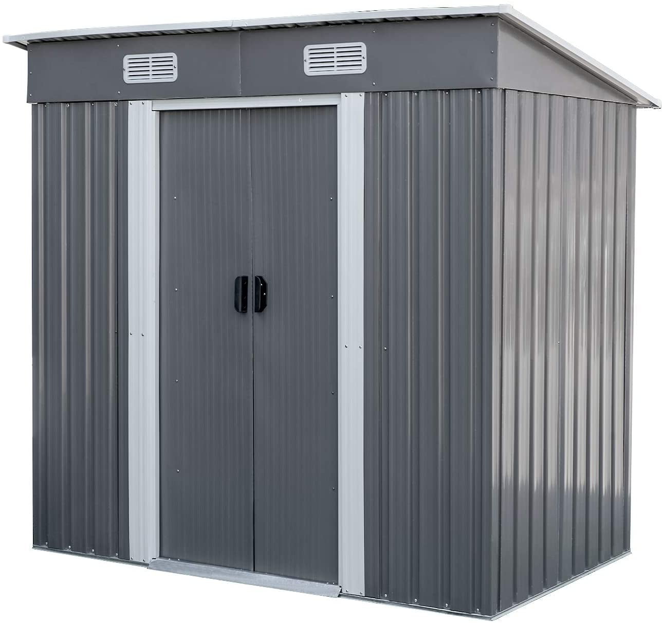 LAZY BUDDY Alloy Steel Storage Shed Lockable Outdoor Garden Tools Storage Organizer - 3.5 x 6 FT