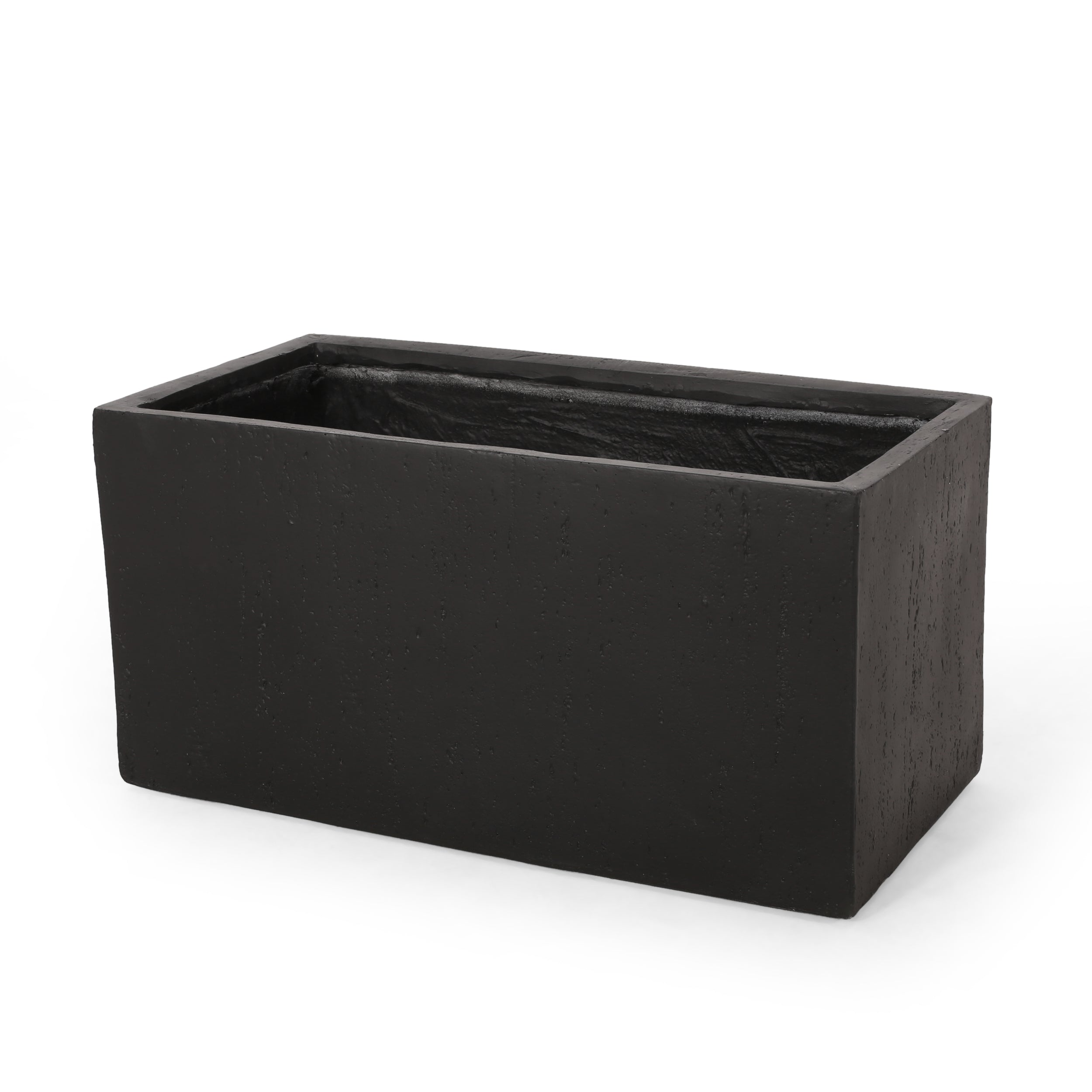 Fardeen Outdoor Modern Cast Stone Rectangular Planters (Set of 2)