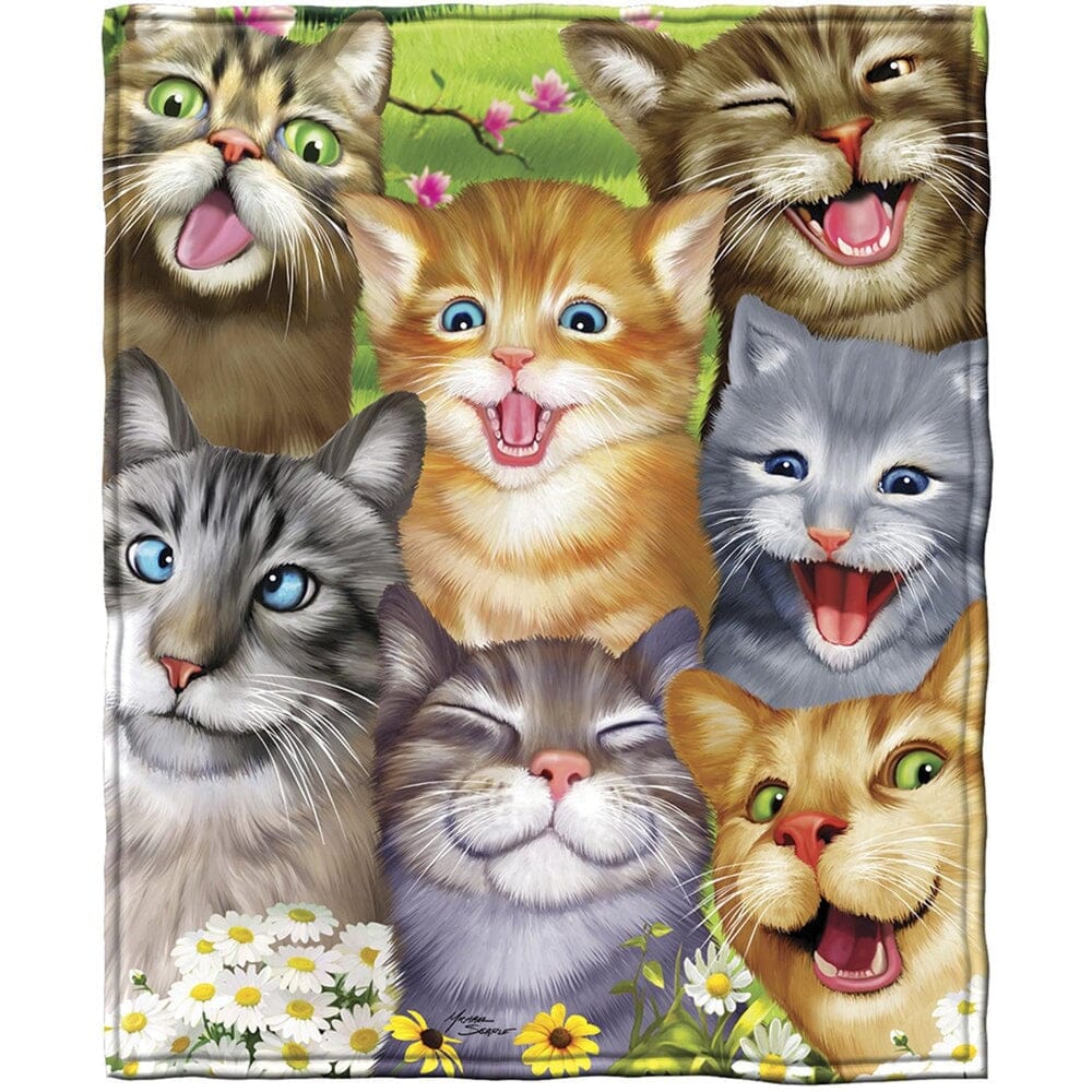 Cats Selfie Super Soft Full/Queen Size Plush Fleece Blanket