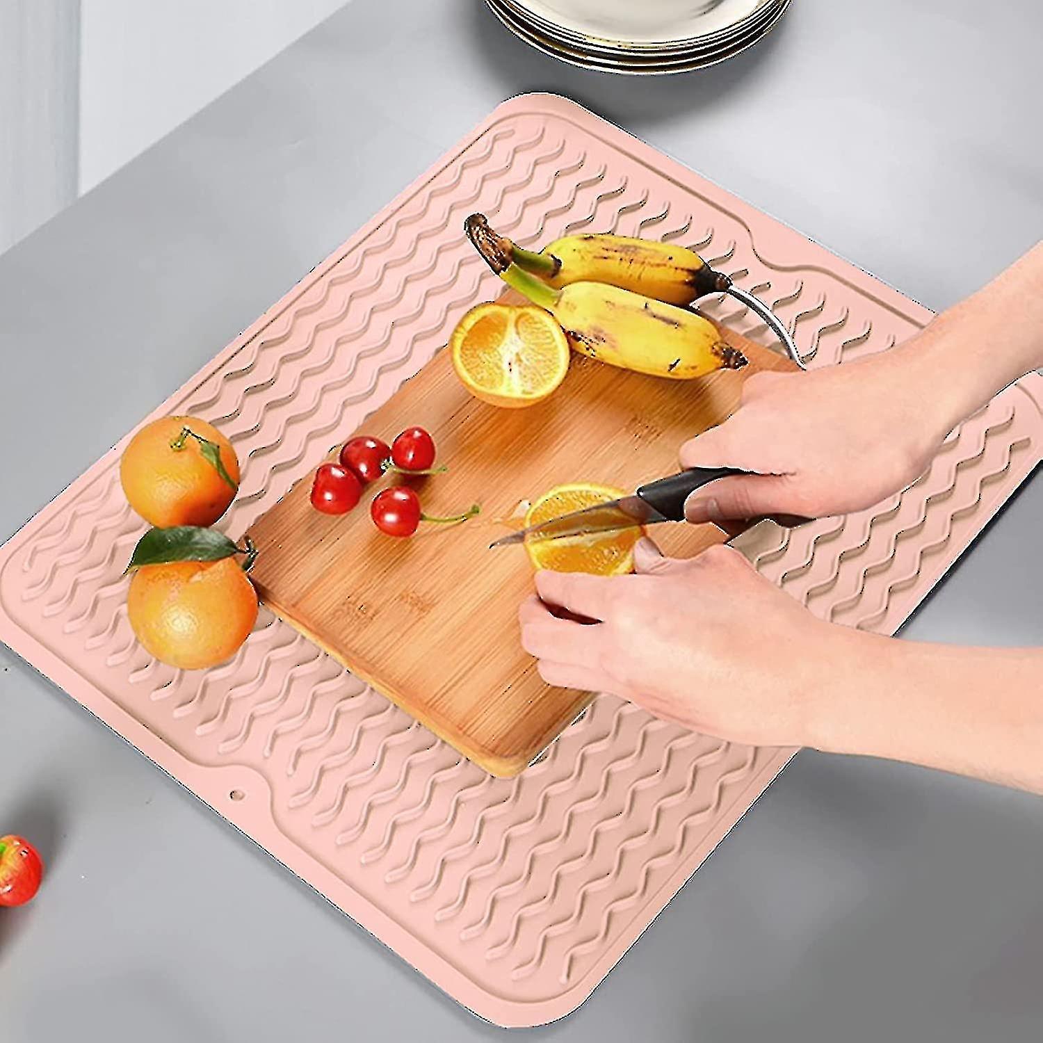 Silicone Dish Drying Mat，non-slip Dish Rubber Drying Mats Sink Mats 16*12 In