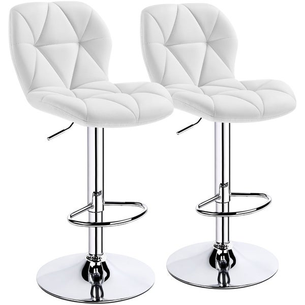 Modern Adjustable Faux Leather Swivel Bar Stool Armless， 2pcs