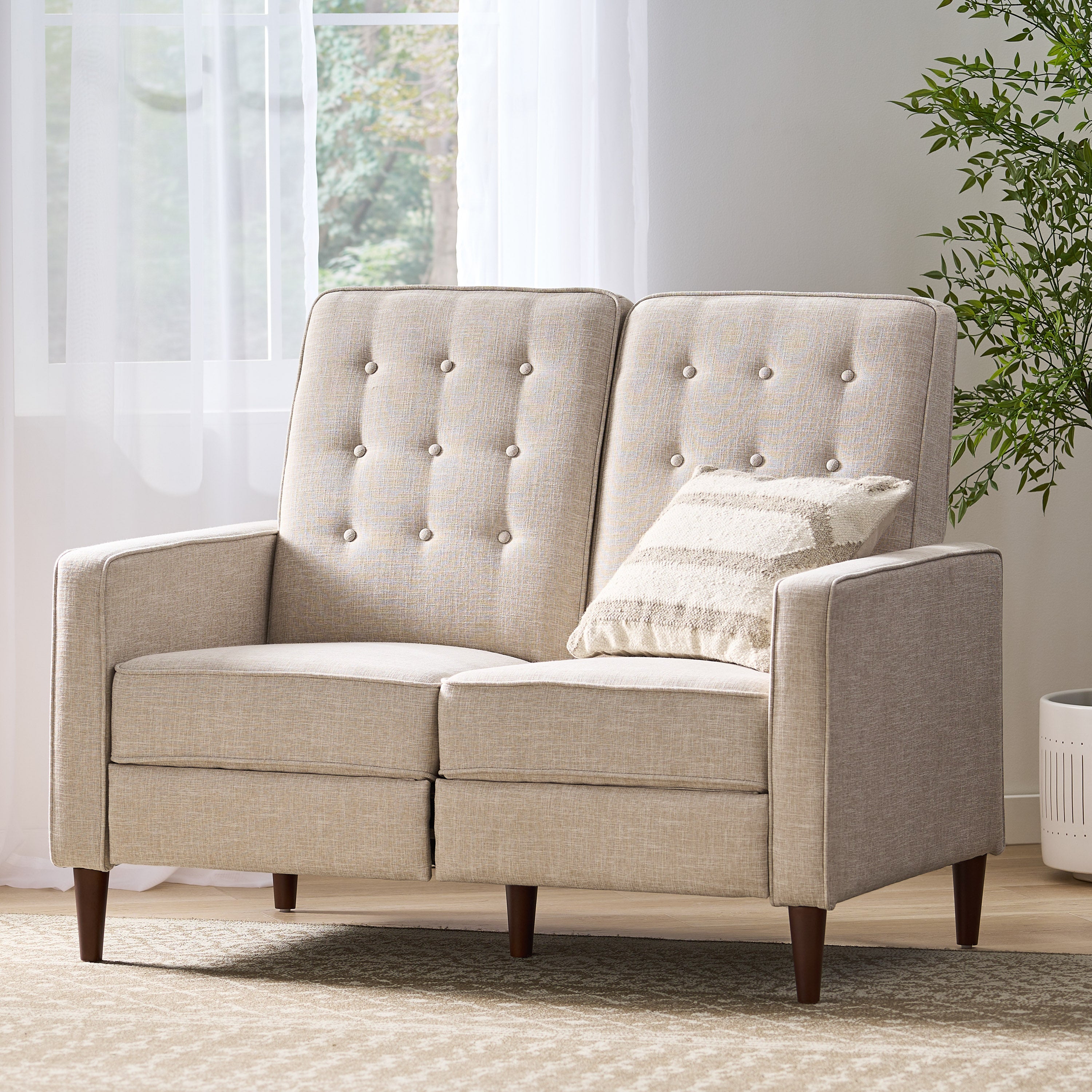 Manville Contemporary Tufted Loveseat Pushback Recliner