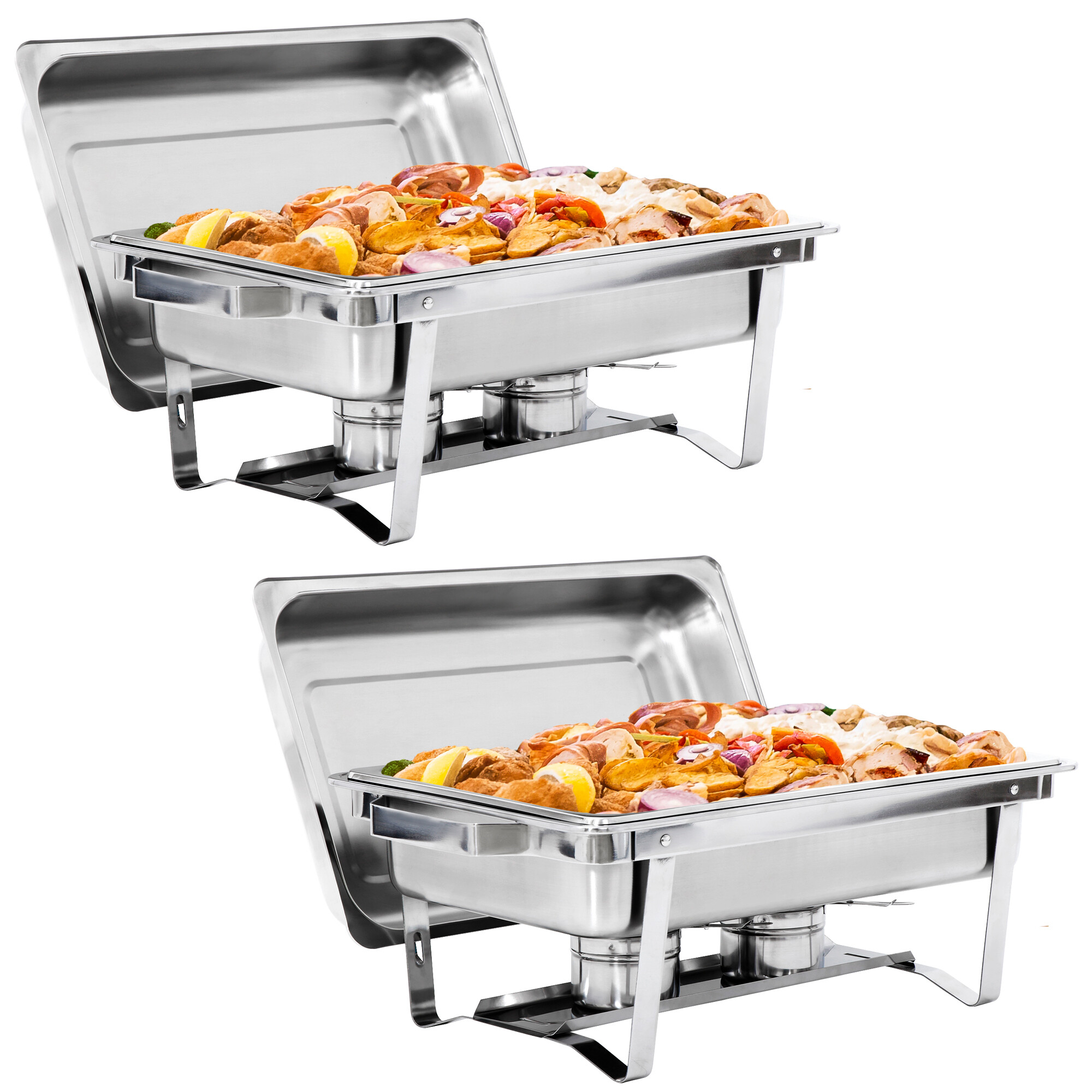 SuperDeal Set of 2 Chafing Dish 8 Quart Rectangle Tray Alcohol Warmer Buffet Catering Silver